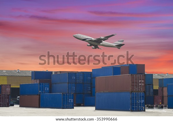 industrial port with containers and air for\
logistic concept