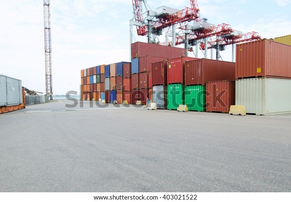 industrial port with containers. Port.\
Logistics. Port.\
Business.