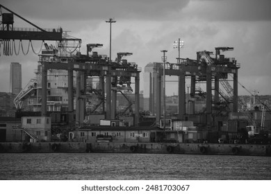 Industrial Port with Cranes and Cargo Containers - Powered by Shutterstock
