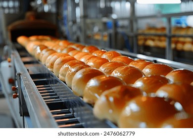 An industrial production line for fresh and delicious bread rolls - Powered by Shutterstock