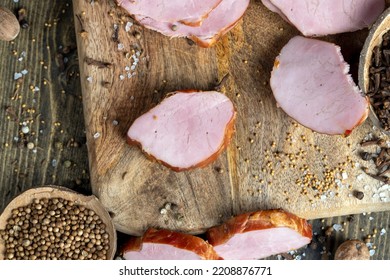 industrial production of meat that is cooked at the enterprise, food from pork meat during cooking for cafes - Shutterstock ID 2208876771