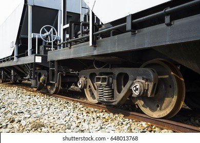 Industrial Rail Car Wheels Closeup Photo