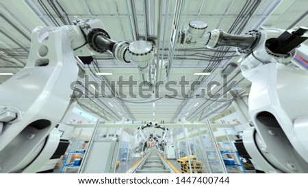 Industrial Robot Factory, Lots Of Robots