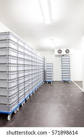 An Industrial Room Refrigerator With Two Fans