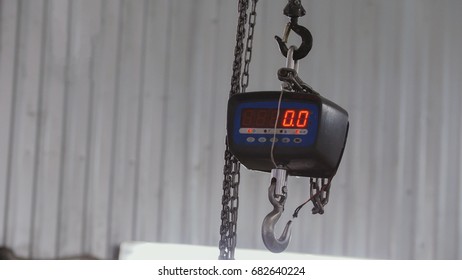 Industrial Scales Under Ceiling In Warehouse