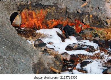 Industrial Sewage Dump In Nature