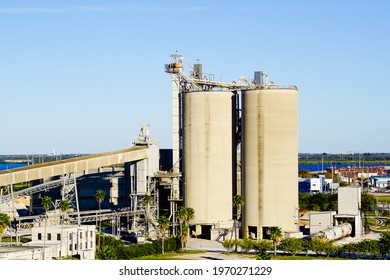 Industrial Silos At Port Of Tampa Bay FL USA