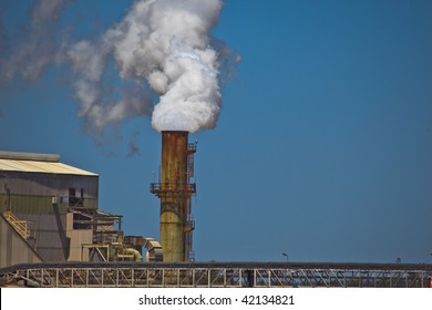 Industrial Smoke Stack Brisbane Harbor