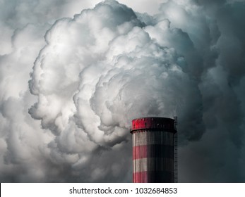 Industrial Smoke Stack Of Coal Power Plant