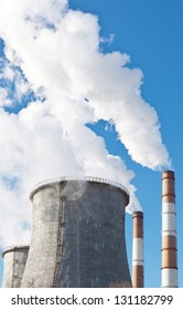 Industrial Smoke Stack Of Coal Power Plant