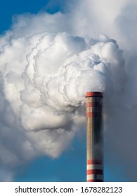 Industrial Smoke Stack Of Coal Power Plant, Coal Fired Power Station, Chimney,