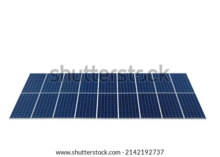 Industrial solar panels, equipment for receive sunlight energy to converted to electrical energy for use with appliances electricity, renewable energy for smart life, isolated on white background