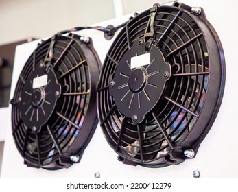 Industrial Split Equipment. Split Air Conditioner Close-up. External Block Conditioner. Split System Fans Module. Concept Industrial Equipment For Air Purification And Cooling. Tech Climate Control