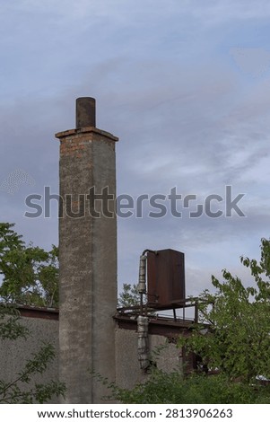 Industrial stack abandoned in the forest
