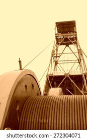 Industrial Stage Winch For Shaft Sinking And Drilling Derrick In MaCheng Iron Mine On July 12, 2012, Luannan County, Hebei Province, China 