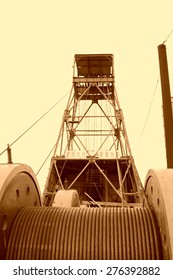 Industrial Stage Winch For Shaft Sinking And Drilling Derrick In MaCheng Iron Mine On July 12, 2012, Luannan County, Hebei Province, China
