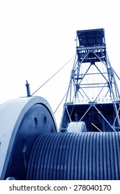 Industrial Stage Winch For Shaft Sinking And Drilling Derrick In MaCheng Iron Mine On July 12, 2012, Luannan County, Hebei Province, China 