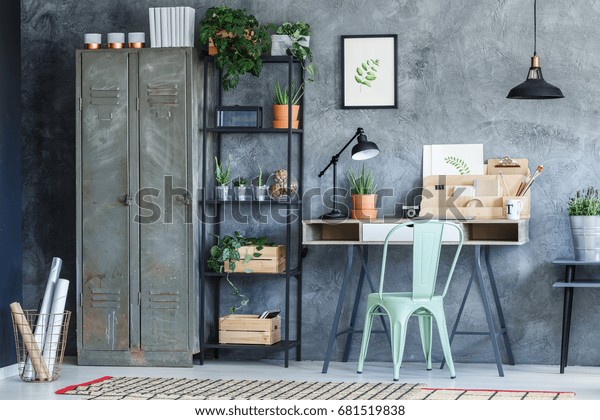 Industrial Study Room Metal Wardrobe Rack Stock Photo Edit Now