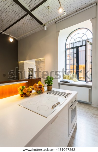 Industrial Style Kitchen White Worktop Big Stock Photo Edit