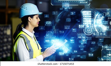 Industrial technology concept. Communication network. INDUSTRY 4.0. Factory automation. - Powered by Shutterstock