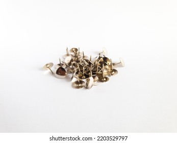 Industrial Thumb Tacks Isolated On White Background.