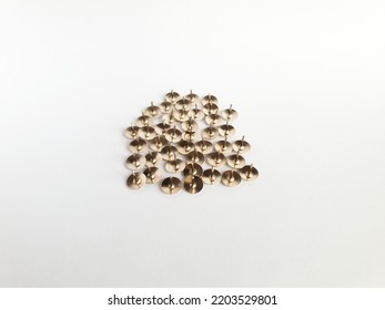 Industrial Thumb Tacks Isolated On White Background.