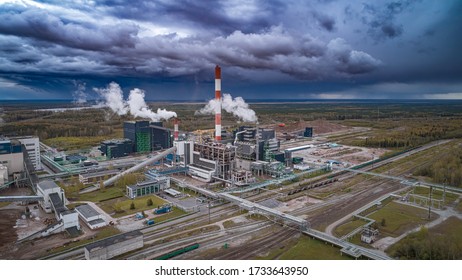 Industrial view of shale oil factory
