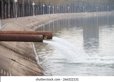 Industrial wastewater discharged into the river