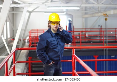 Industrial Worker Talking On Cell Phone