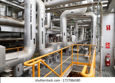 Industrial Zone, Steam Pipeline In Steam Turbine Hall