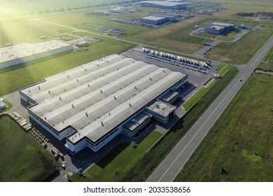 Industrial zone and technology park and logistics center with warehouse, loading hub. Industry from above, aerial shot - Powered by Shutterstock