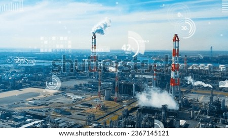 Industrial zone and various graphs. Statistical data.