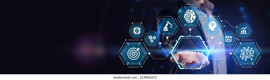 Industry 4.0 Cloud computing, physical systems, IOT, cognitive computing industry.   - Shutterstock ID 2178452471