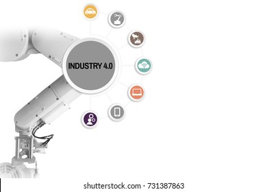 Industry 4.0 Management 4.0 by a robot arm