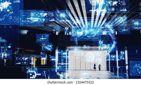Industry and data analytics concept. GUI (Graphical User Interface).