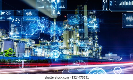 Industry and data analytics concept. GUI (Graphical User Interface).