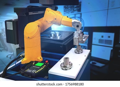 Industry Technologyrobot Arm Process Picking Metal Stock Photo ...