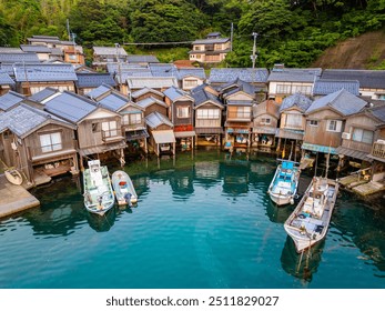 Ine Bay, Kyoto, Japan at the Funaya boat houses.