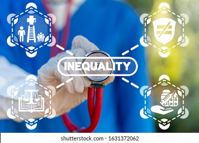 Inequality Healthcare Concept. Medical Insurance Unequal Patient Discrimination.
