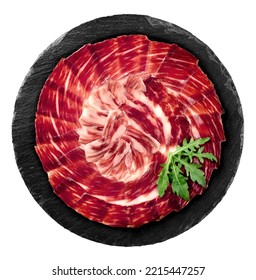 inerico ham on black slate palte isolated - Shutterstock ID 2215447257