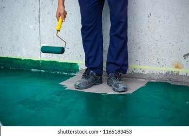 Inexperienced painter painted having problems, The concept of working problems. - Shutterstock ID 1165183453