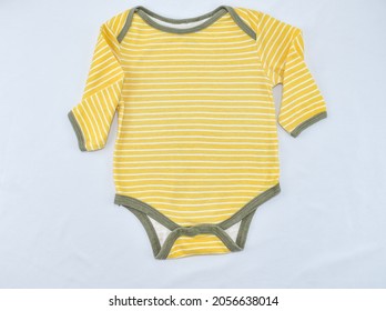 Infant Boys Yellow Stiped With Green Trim Onesie