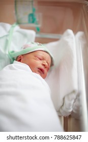 Infant in a hospital, newborn portrait 