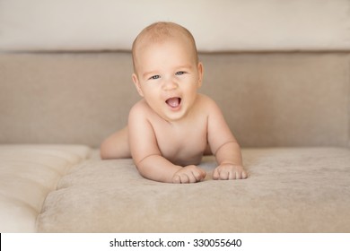 Infant lying on tummy