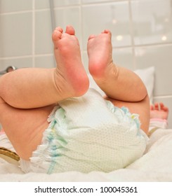 Infant On It's Back, Having A Diaper Change