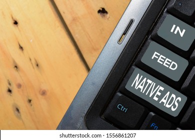 In-Feed Native Ads Write On Keyboard Isolated On Laptop Background