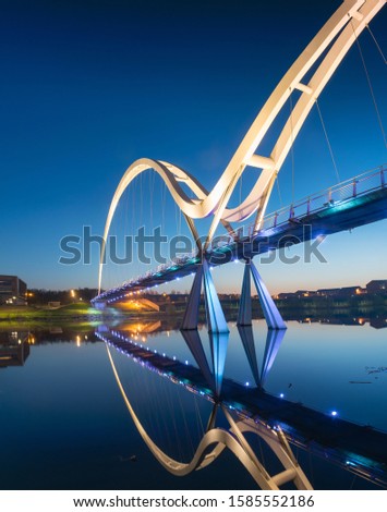 Infinity bridge Stockton On Tees at dawn with reflections