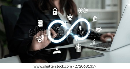 The infinity concept represents limitless innovation, creative growth, and embracing endless business opportunities for future advancement. Latch