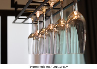 Infinity Mirror Of Multiple Glass Arrangement In House Kitchen Room. Recursive Illusion Perspective View.