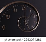 Infinity and other time related concepts. Clock hands and twisted hour numbers. Spiral effect